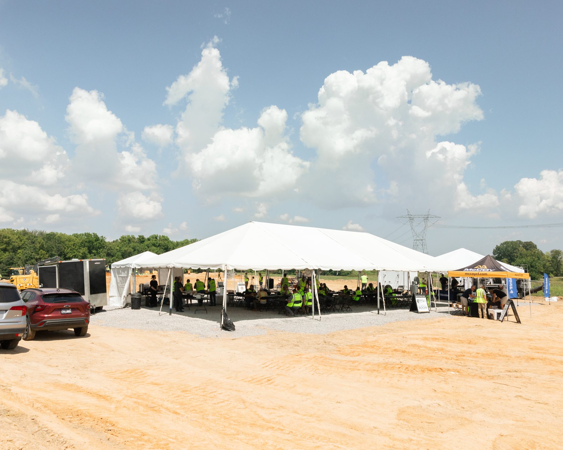 Outdoor corporate event tent setup