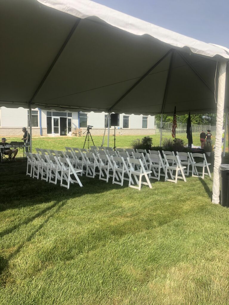 Corporate event tent and chairs